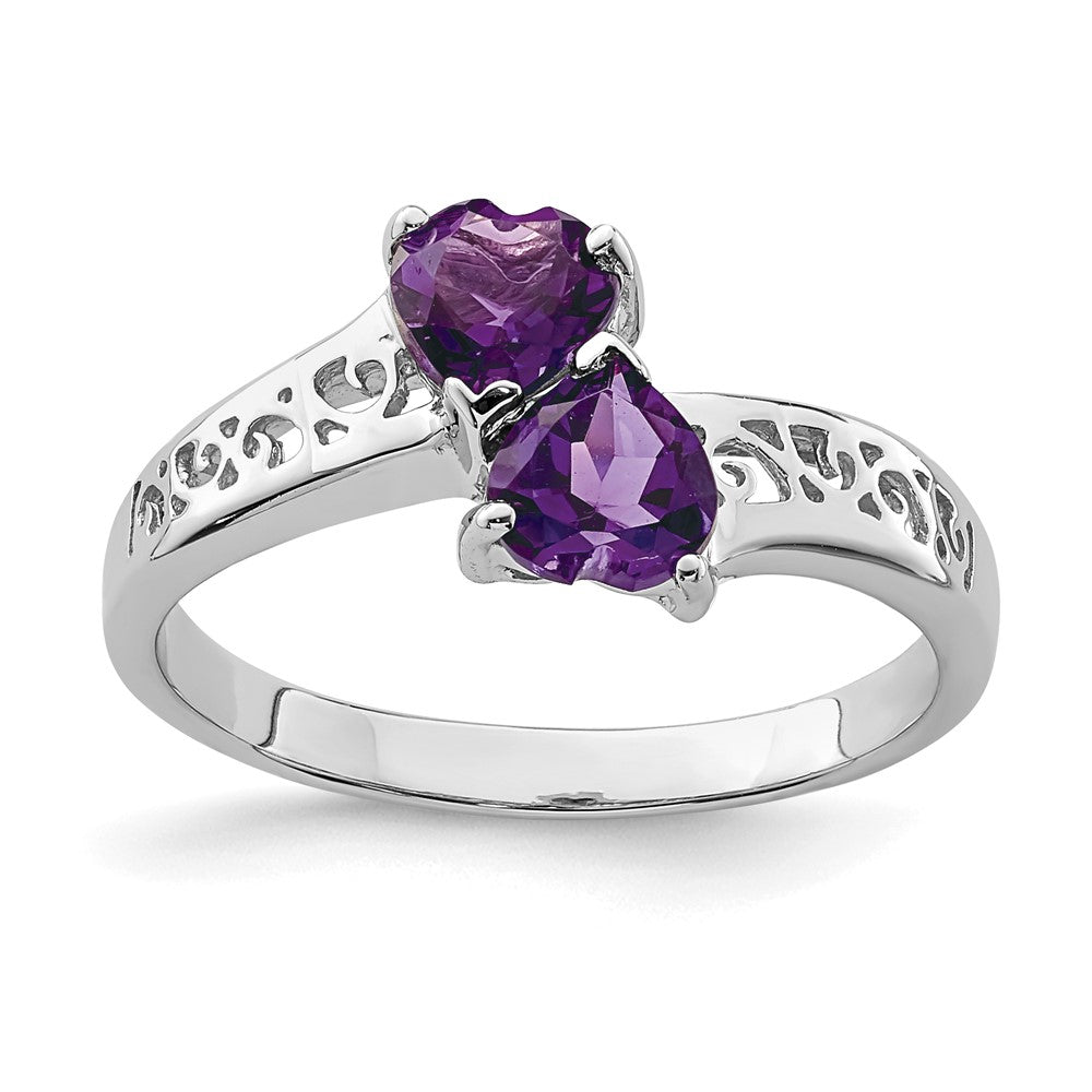 Image of ID 1 Sterling Silver Rhodium Amethyst Heart Ring