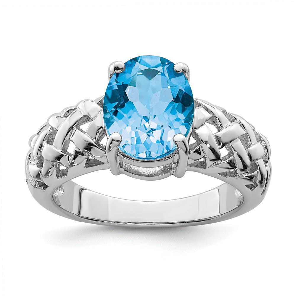Image of ID 1 Sterling Silver Rhodium Blue Topaz Ring