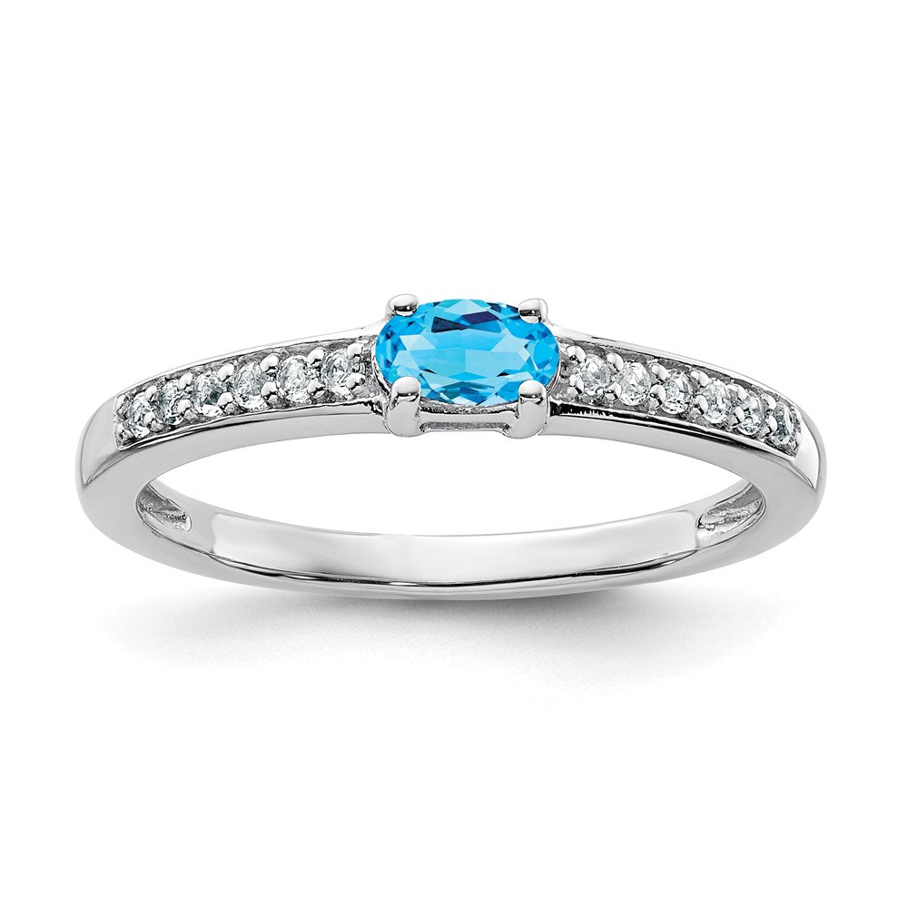 Image of ID 1 Sterling Silver Rhodium Blue Topaz and White Topaz Ring