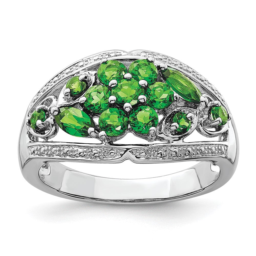 Image of ID 1 Sterling Silver Rhodium Chrome Diopside Ring