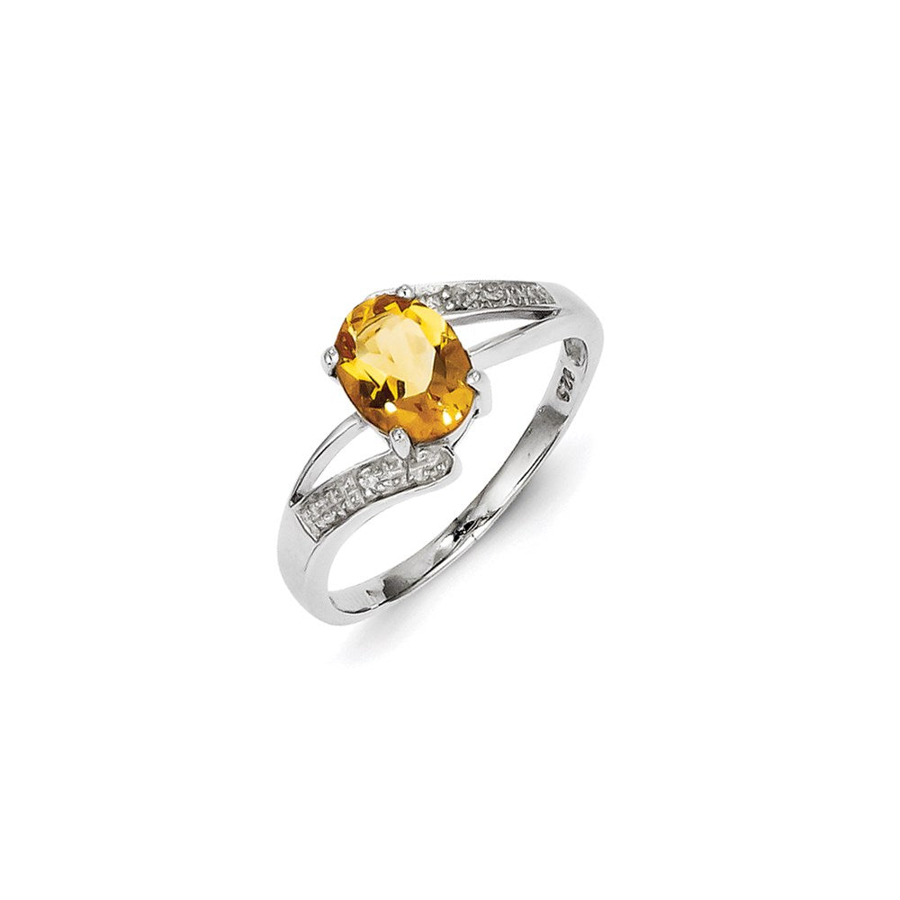 Image of ID 1 Sterling Silver Rhodium Citrine & Diamond Ring