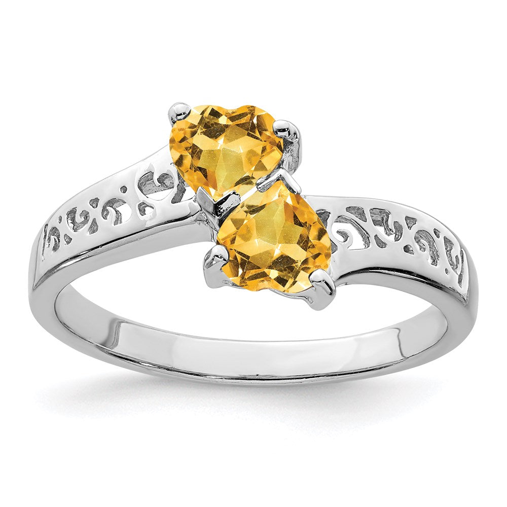 Image of ID 1 Sterling Silver Rhodium Citrine Heart Ring