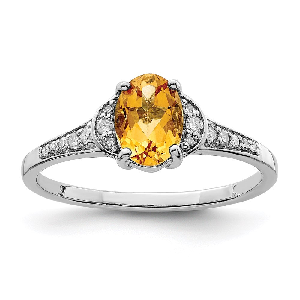 Image of ID 1 Sterling Silver Rhodium Diamond & Citrine Ring