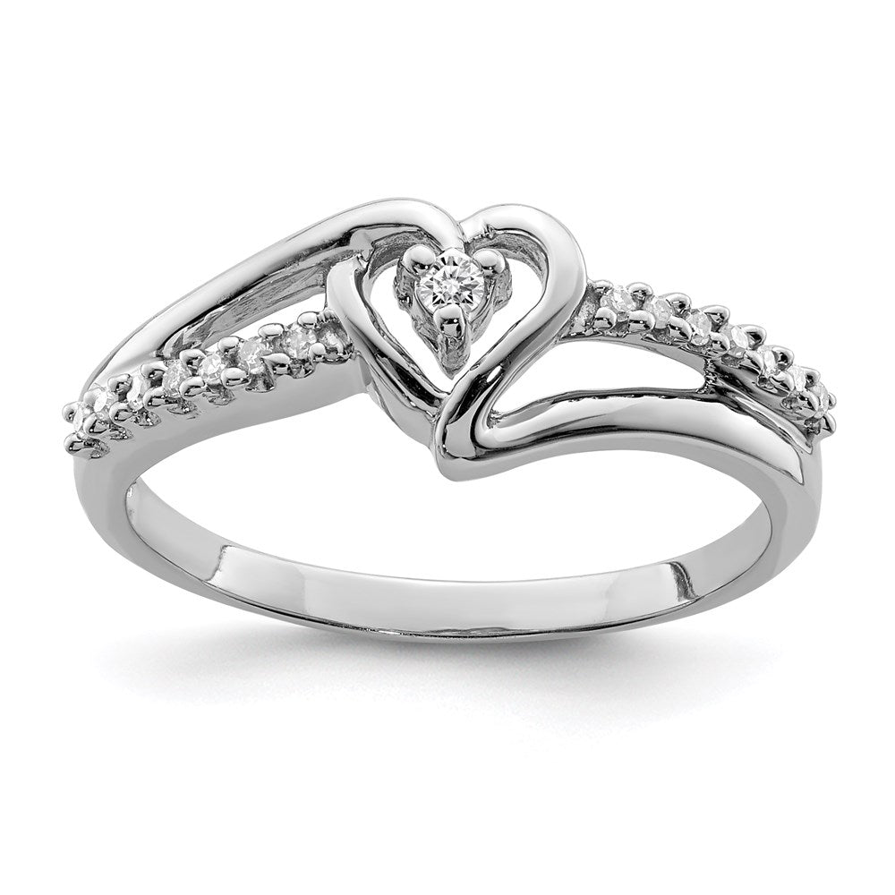 Image of ID 1 Sterling Silver Rhodium Diamond Heart Ring