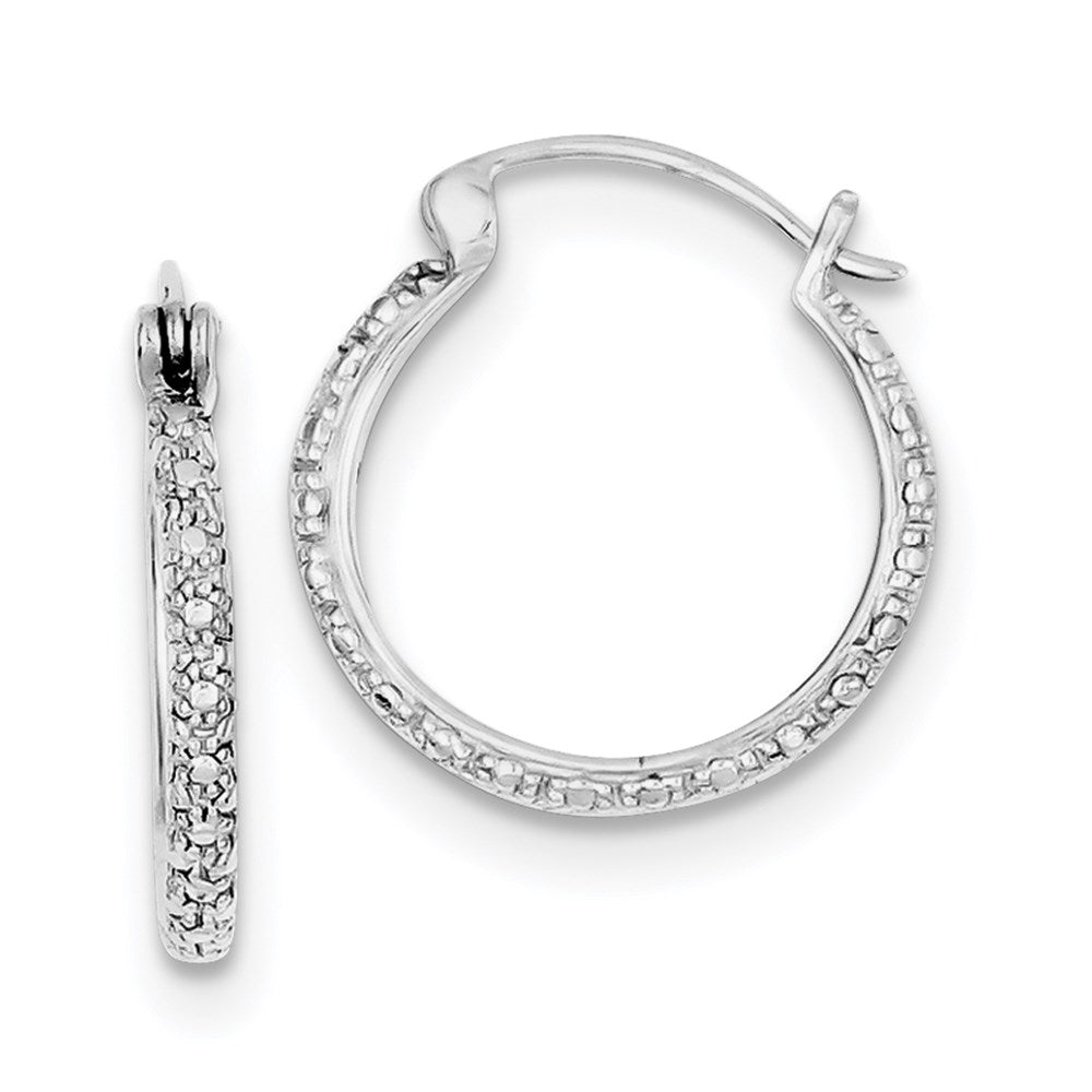 Image of ID 1 Sterling Silver Rhodium Diamond Hoop Earring