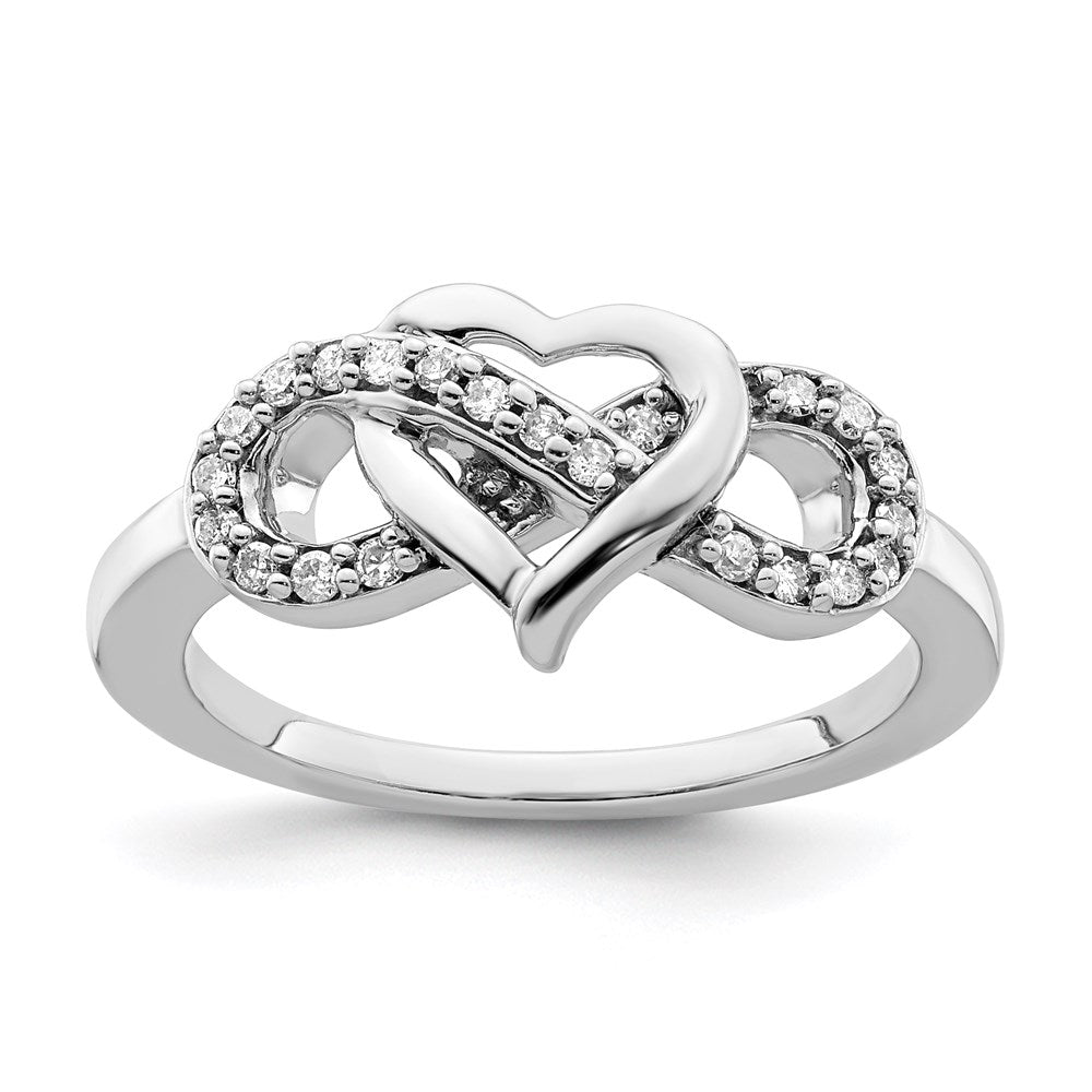 Image of ID 1 Sterling Silver Rhodium Diamond Infinity Symbol Heart Ring