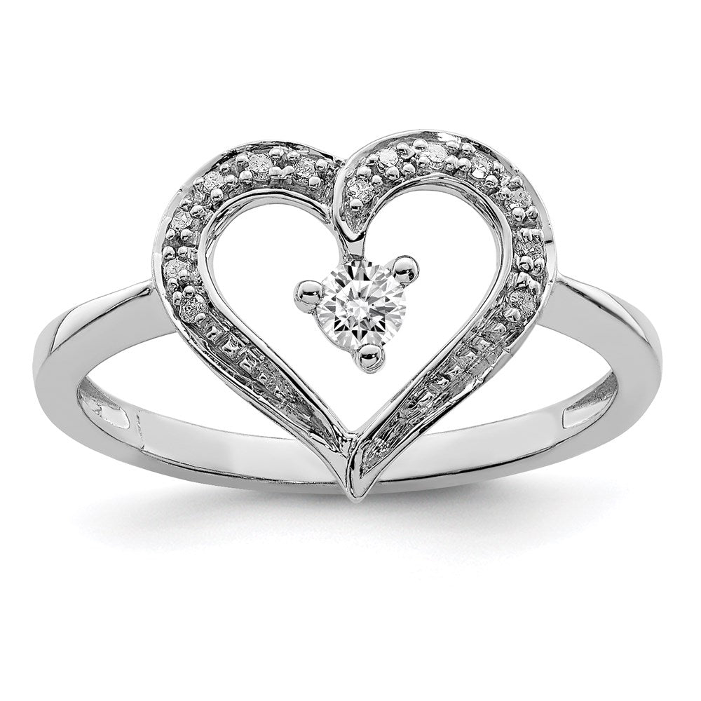 Image of ID 1 Sterling Silver Rhodium Diamond Open Heart Ring