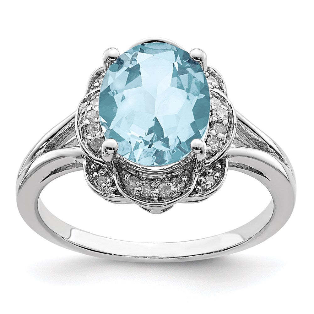 Image of ID 1 Sterling Silver Rhodium Diamond & Sky Blue Topaz Ring