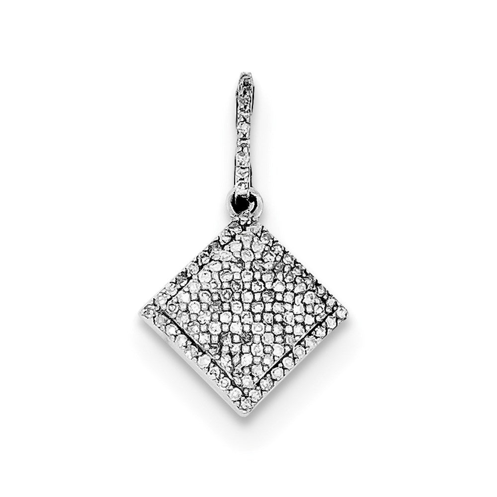 Image of ID 1 Sterling Silver Rhodium Diamond Square Pendant