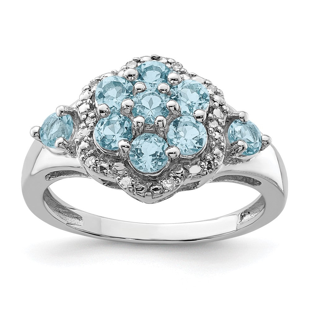 Image of ID 1 Sterling Silver Rhodium Diamond & Swiss Blue Topaz Ring
