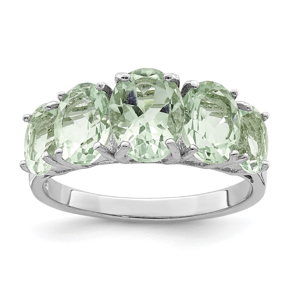 Image of ID 1 Sterling Silver Rhodium Green Quartz Ring