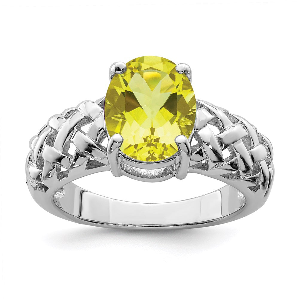 Image of ID 1 Sterling Silver Rhodium Lemon Quartz Ring