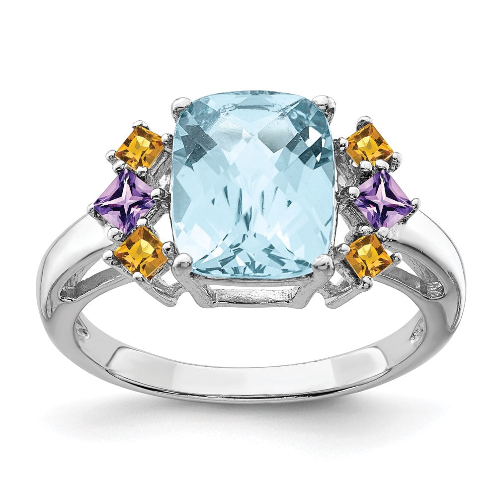 Image of ID 1 Sterling Silver Rhodium Light Swiss Blue Amethyst & Citrine Ring