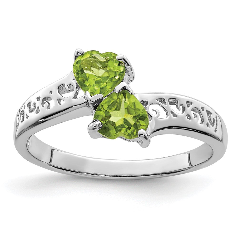 Image of ID 1 Sterling Silver Rhodium Peridot Heart Ring