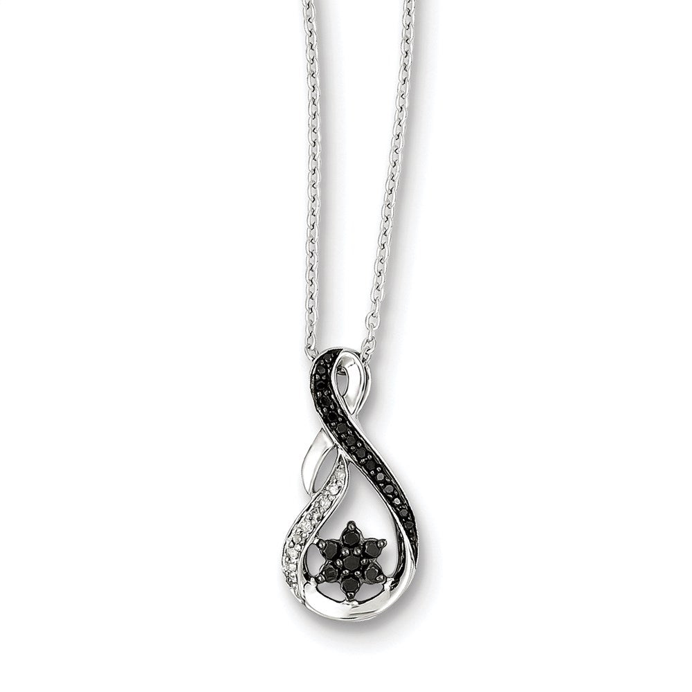 Image of ID 1 Sterling Silver Rhodium Plated Black & White Diamond Pendant