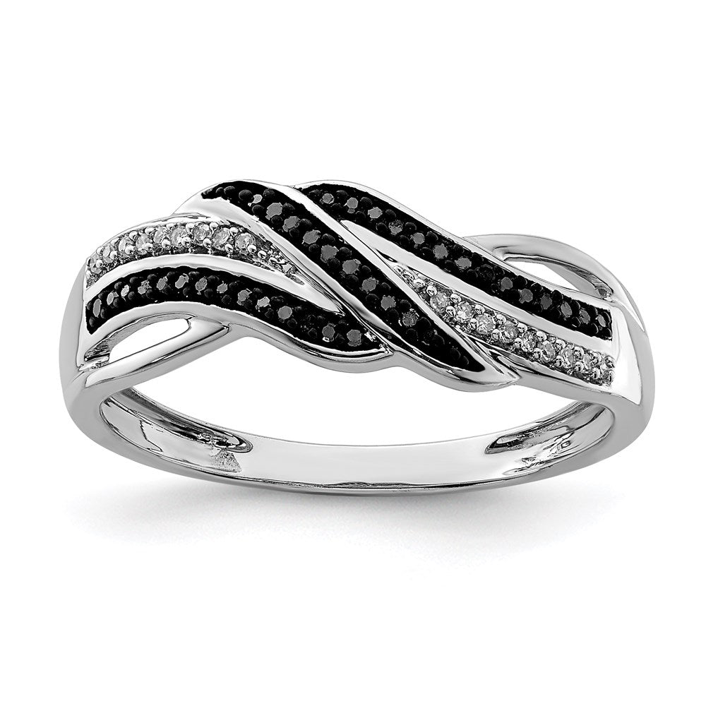 Image of ID 1 Sterling Silver Rhodium Plated Black and White Diamond Ring