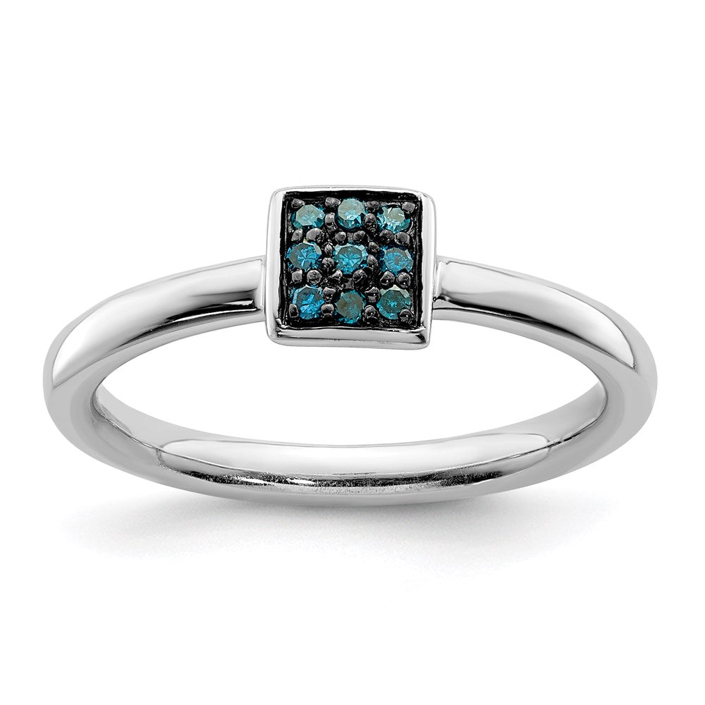 Image of ID 1 Sterling Silver Rhodium Plated Blue Diamond Ring