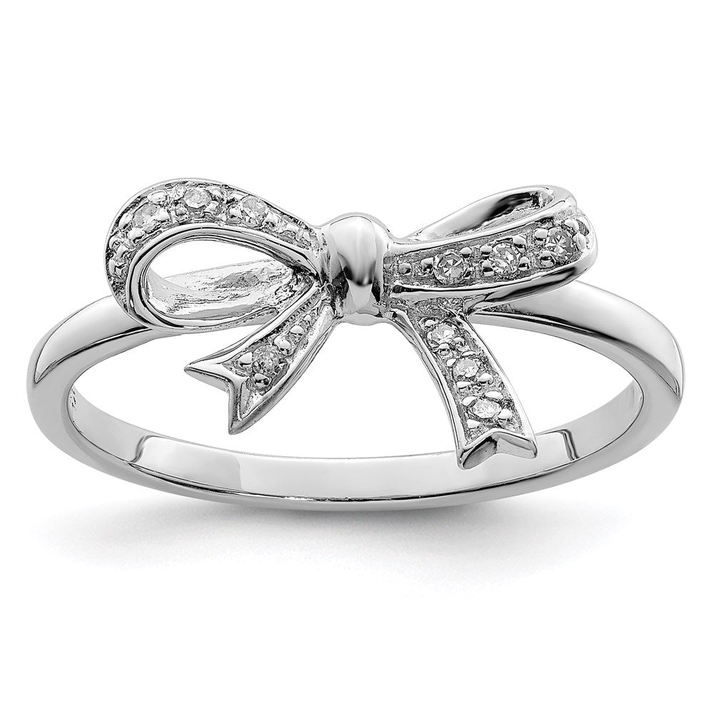 Image of ID 1 Sterling Silver Rhodium Plated Diamond Bow Ring