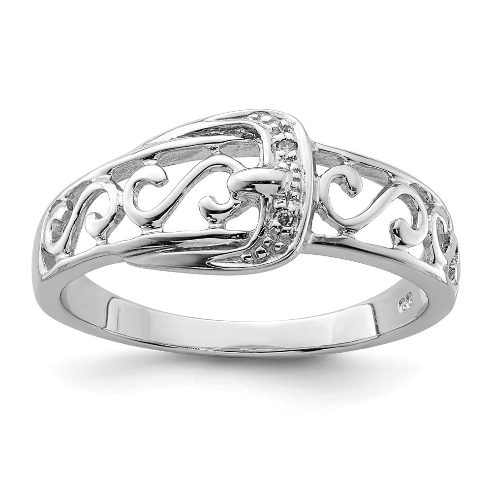 Image of ID 1 Sterling Silver Rhodium Plated Diamond Buckle Ring
