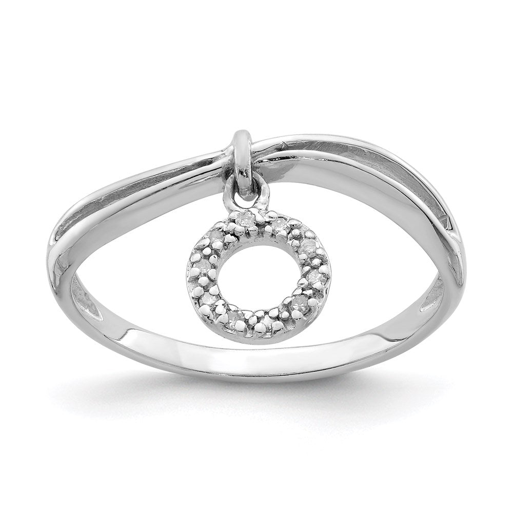 Image of ID 1 Sterling Silver Rhodium Plated Diamond Circle Dangle Ring