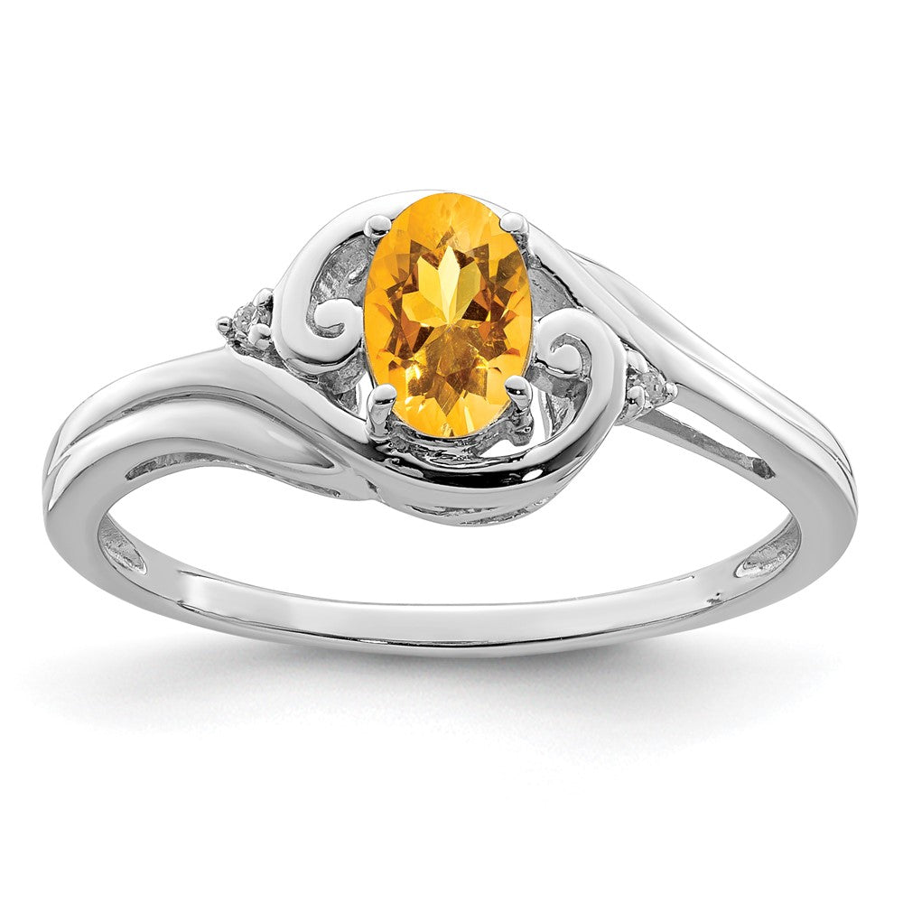 Image of ID 1 Sterling Silver Rhodium Plated Diamond & Citrine Ring