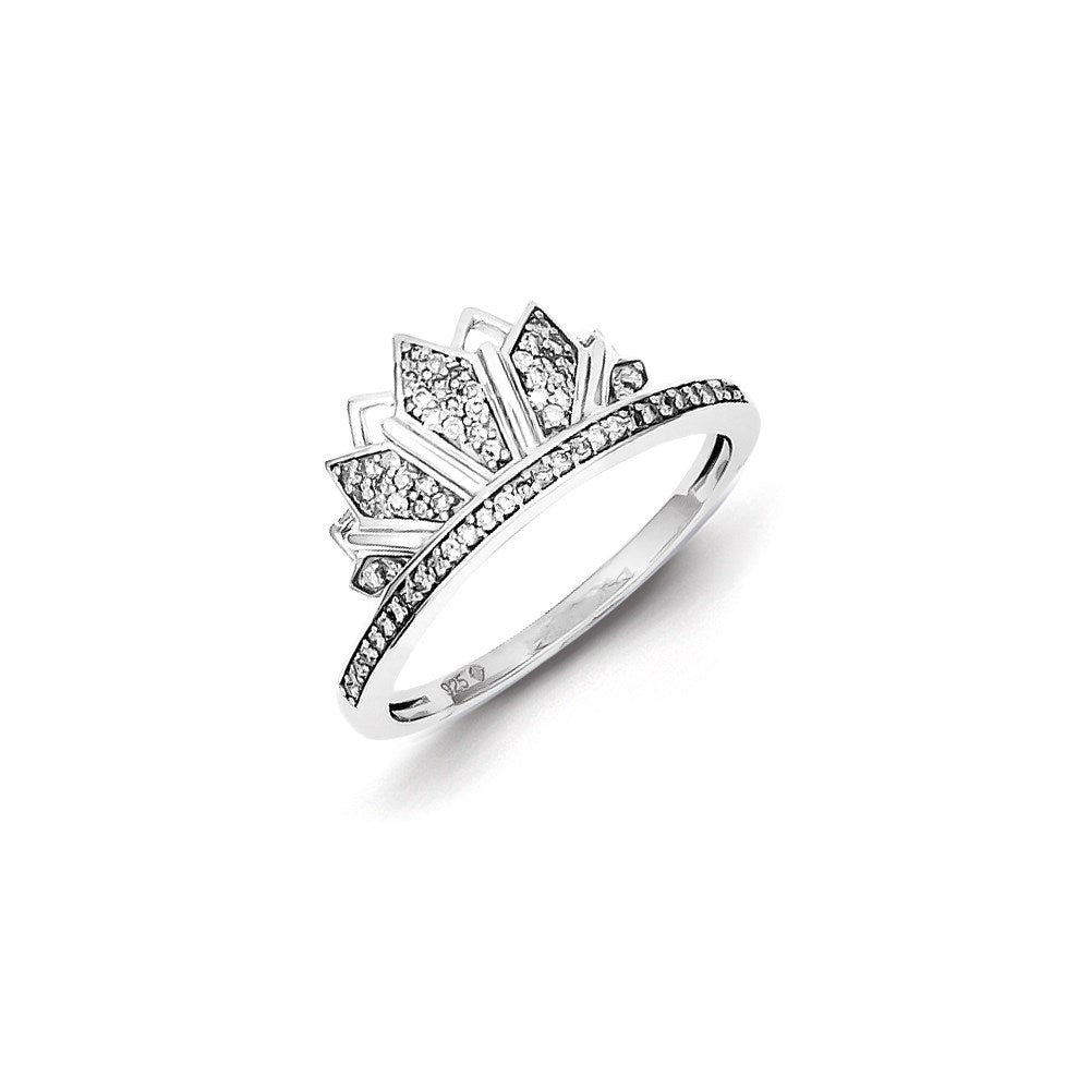 Image of ID 1 Sterling Silver Rhodium Plated Diamond Crown Ring