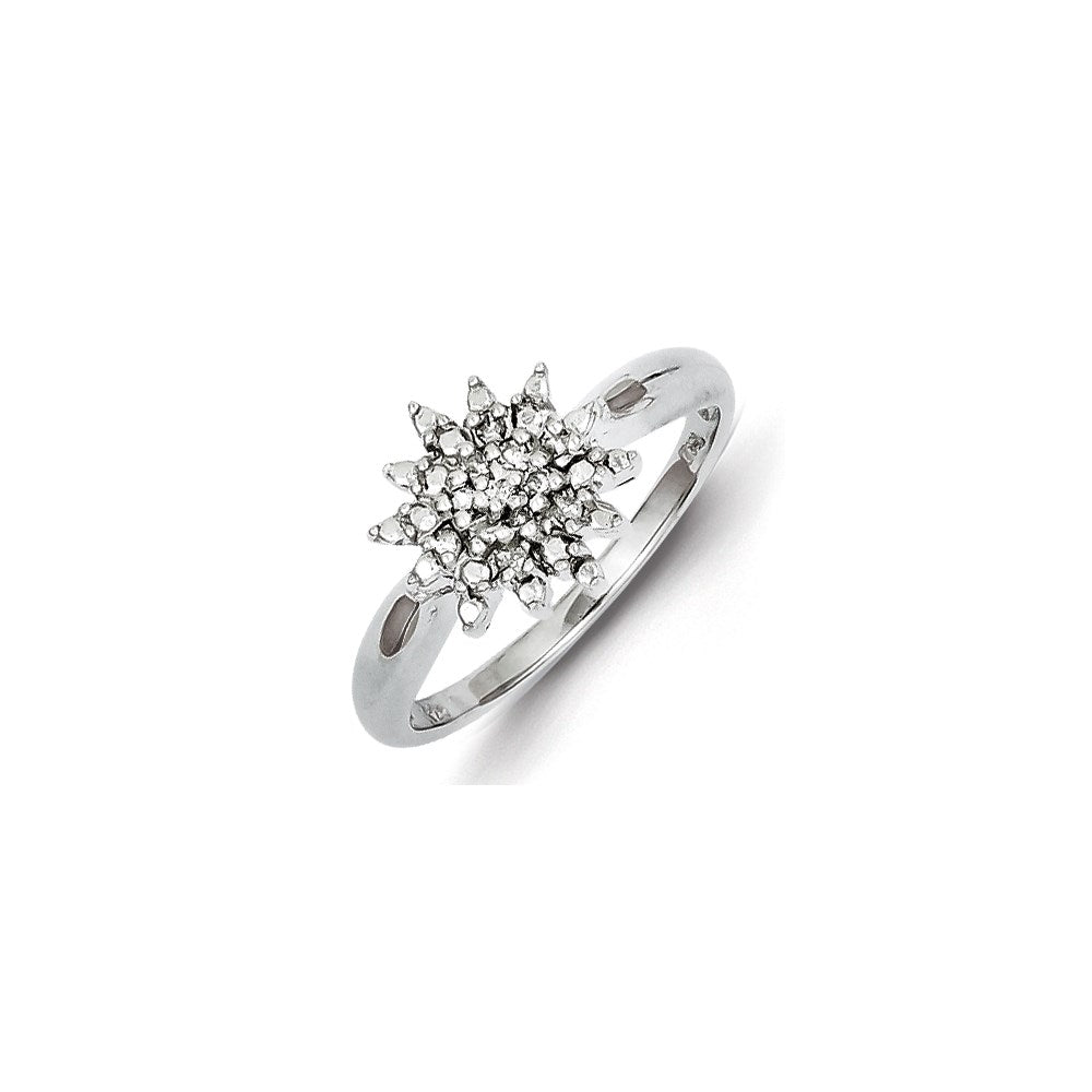 Image of ID 1 Sterling Silver Rhodium Plated Diamond Flowers Ring