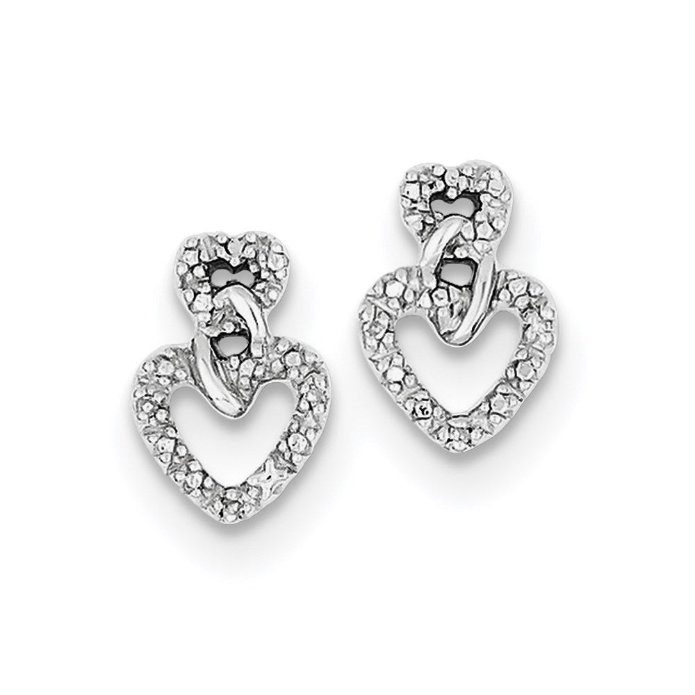 Image of ID 1 Sterling Silver Rhodium Plated Diamond Heart Post Earrings