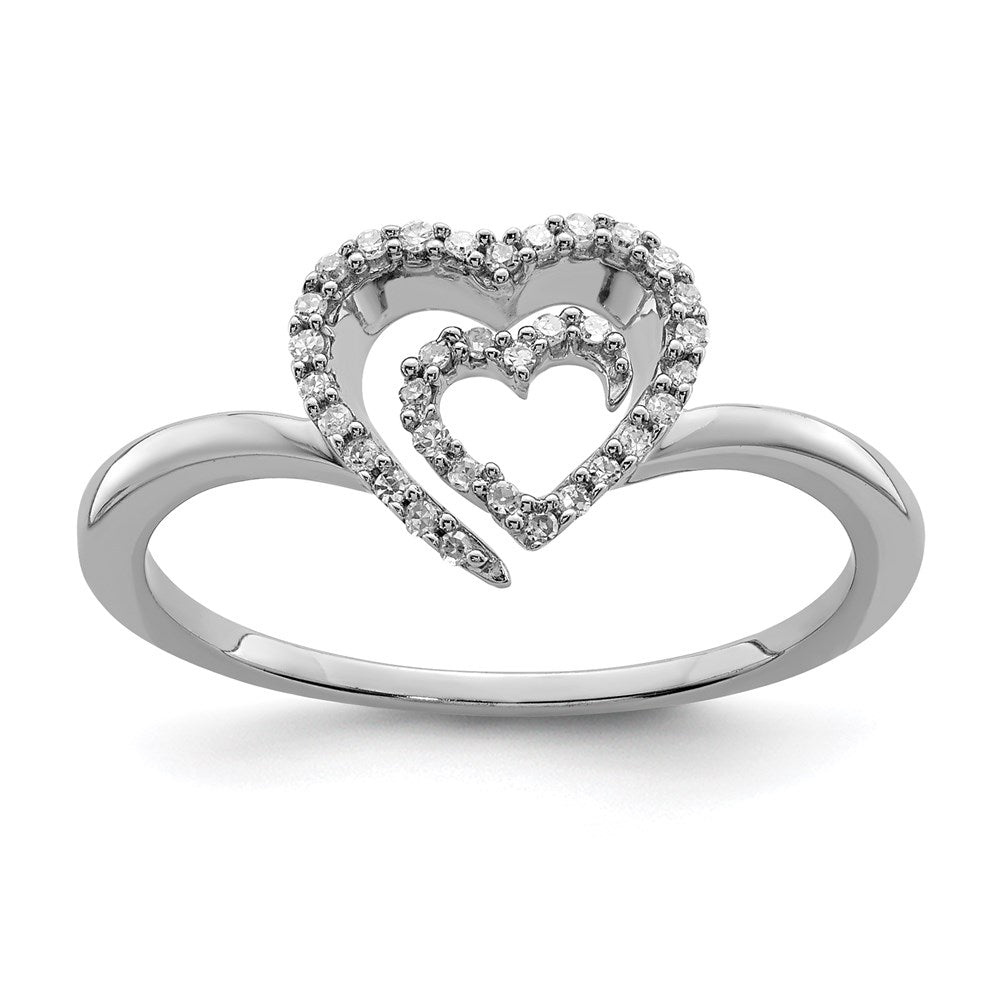 Image of ID 1 Sterling Silver Rhodium Plated Diamond Heart Ring