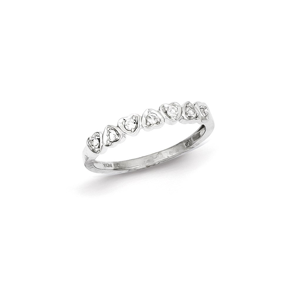 Image of ID 1 Sterling Silver Rhodium Plated Diamond Hearts Ring