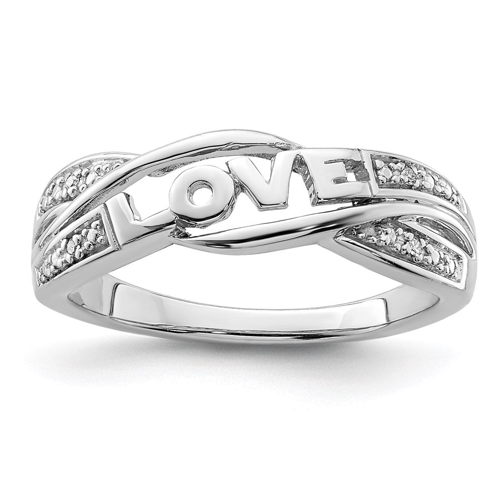 Image of ID 1 Sterling Silver Rhodium Plated Diamond LOVE Ring
