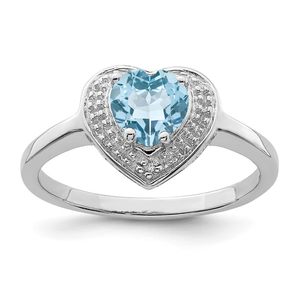 Image of ID 1 Sterling Silver Rhodium Plated Diamond & Light Swiss BT Heart Ring