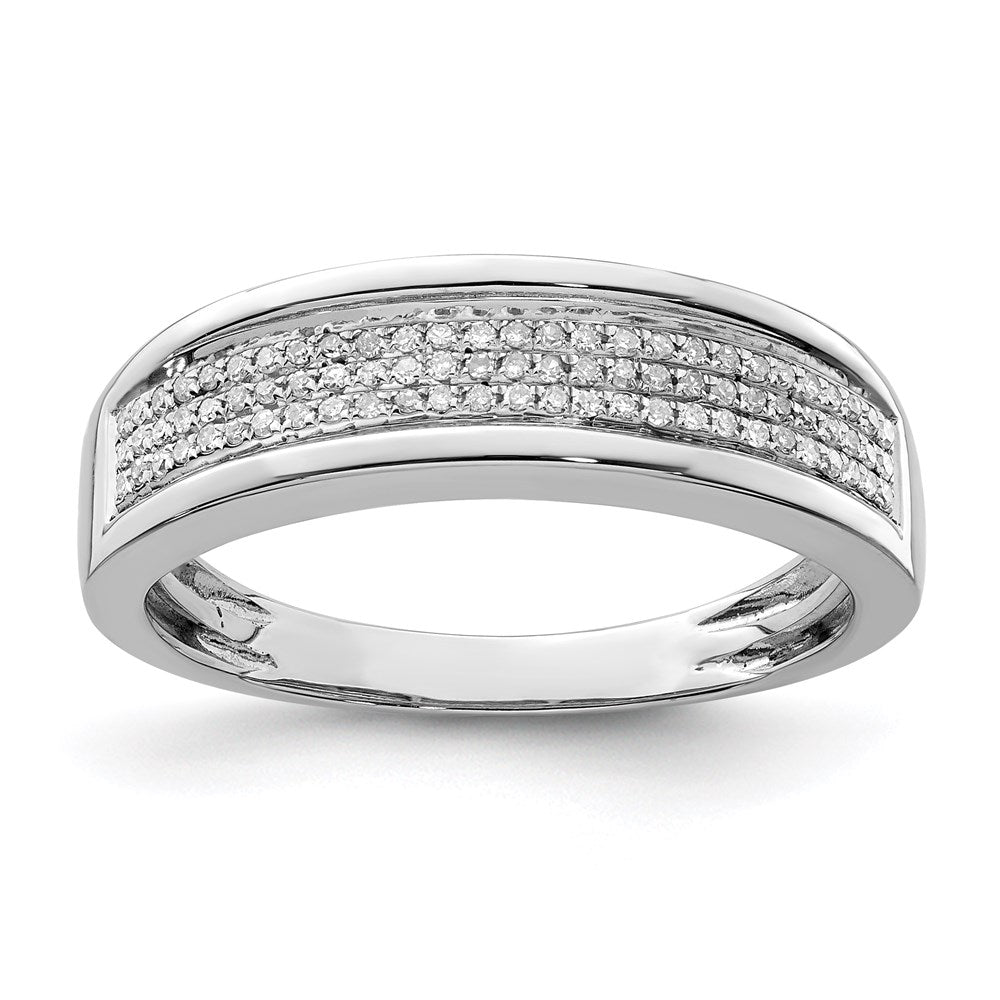 Image of ID 1 Sterling Silver Rhodium Plated Diamond Men's Band
