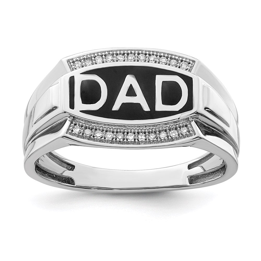 Image of ID 1 Sterling Silver Rhodium Plated Diamond Men's DAD Ring