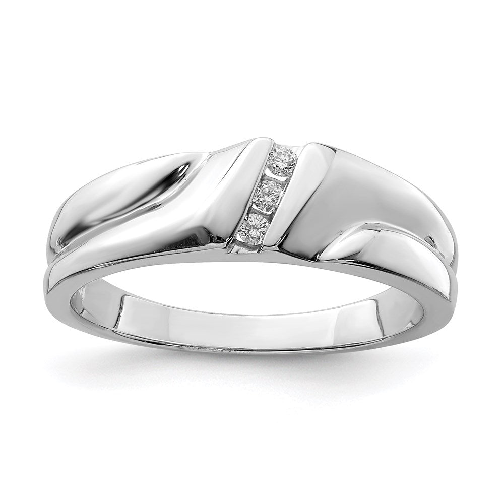Image of ID 1 Sterling Silver Rhodium Plated Diamond Men's Ring