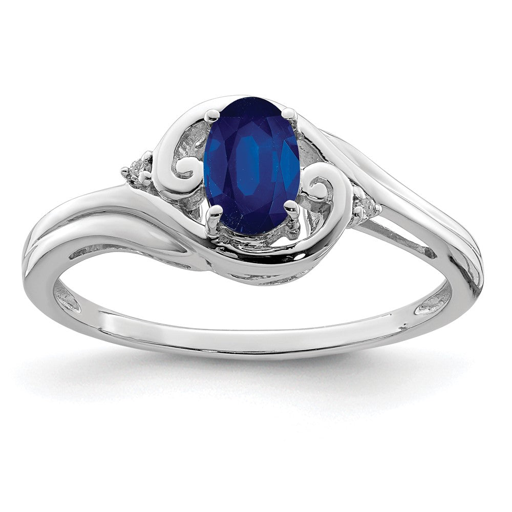 Image of ID 1 Sterling Silver Rhodium Plated Diamond & Sapphire Ring
