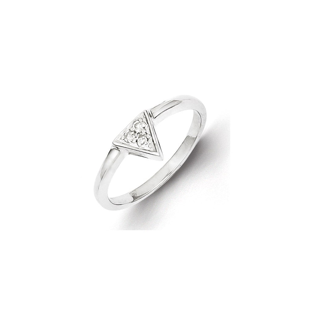 Image of ID 1 Sterling Silver Rhodium Plated Diamond Triangle Ring