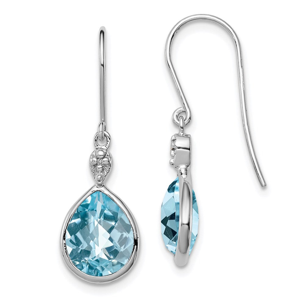 Image of ID 1 Sterling Silver Rhodium Plated Diamond and Blue Topaz Earrings