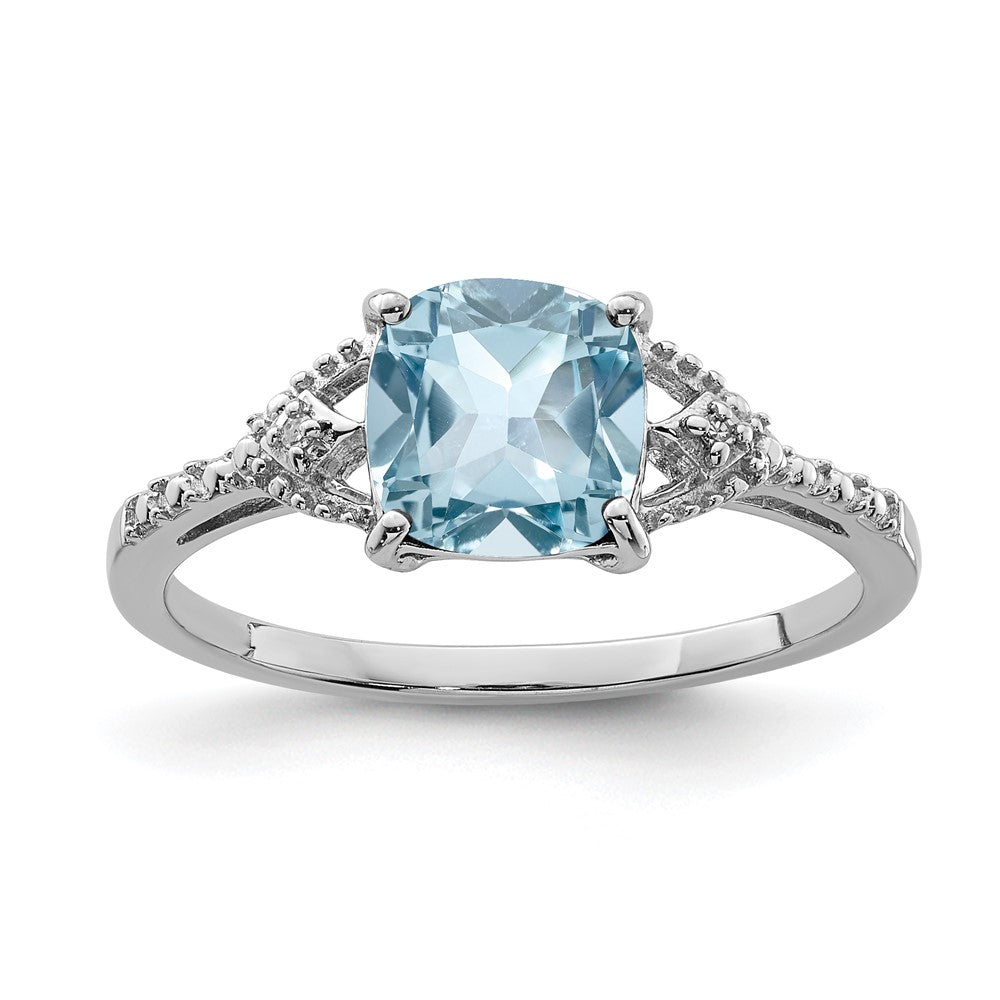 Image of ID 1 Sterling Silver Rhodium Plated Diamond and Sky Blue Topaz Ring