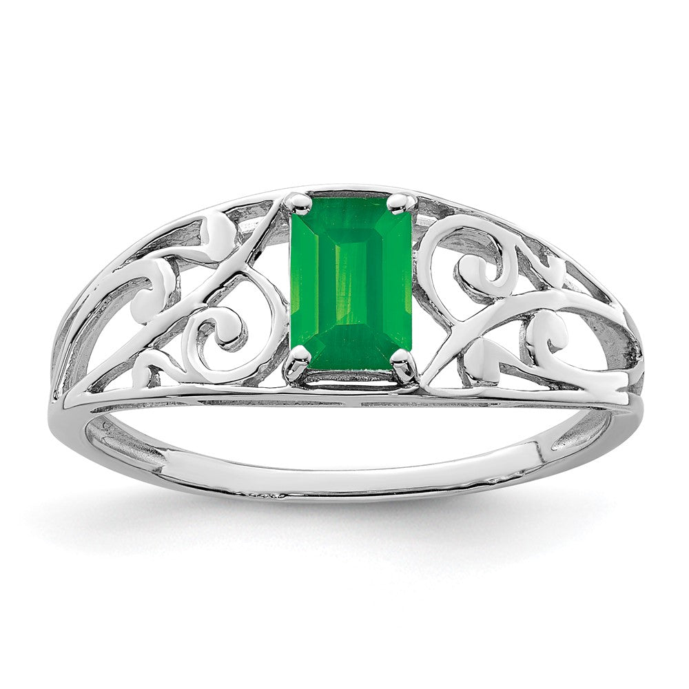 Image of ID 1 Sterling Silver Rhodium Plated Emerald Ring