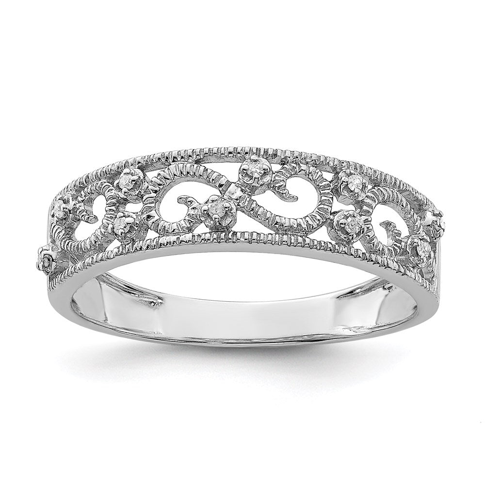 Image of ID 1 Sterling Silver Rhodium Plated Fancy Diamond Band