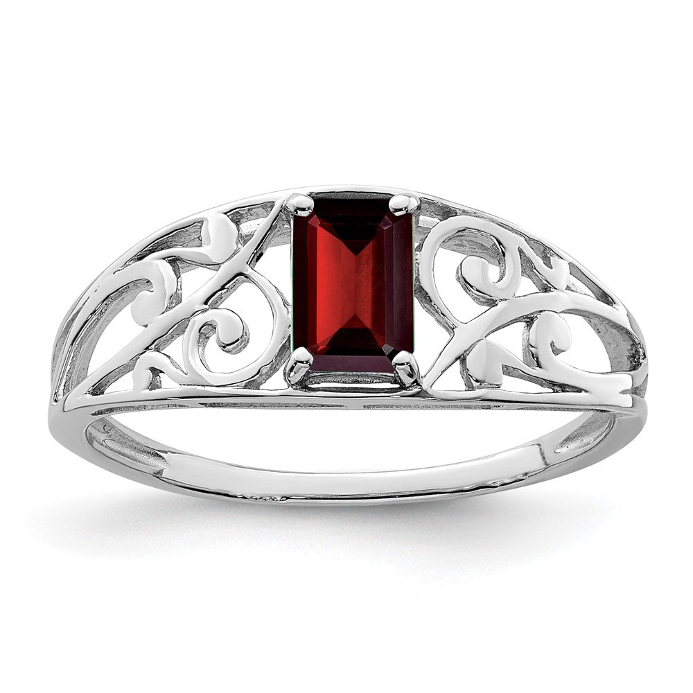 Image of ID 1 Sterling Silver Rhodium Plated Garnet Ring