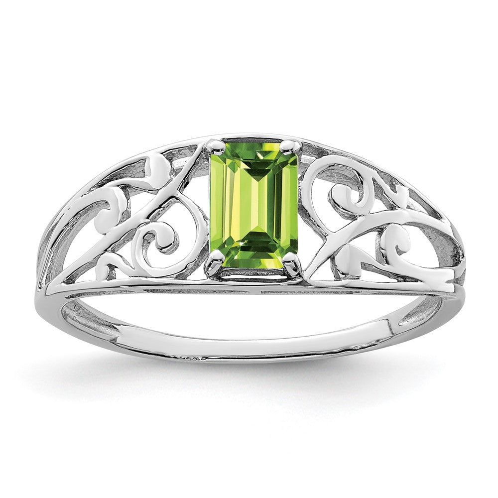 Image of ID 1 Sterling Silver Rhodium Plated Peridot Ring