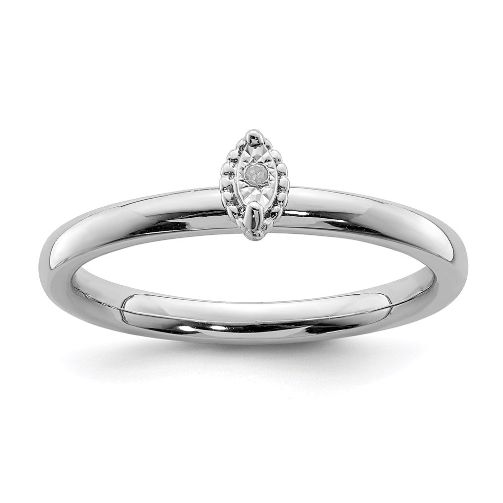 Image of ID 1 Sterling Silver Rhodium Plated Polished Diamond Marquise Shape Ring