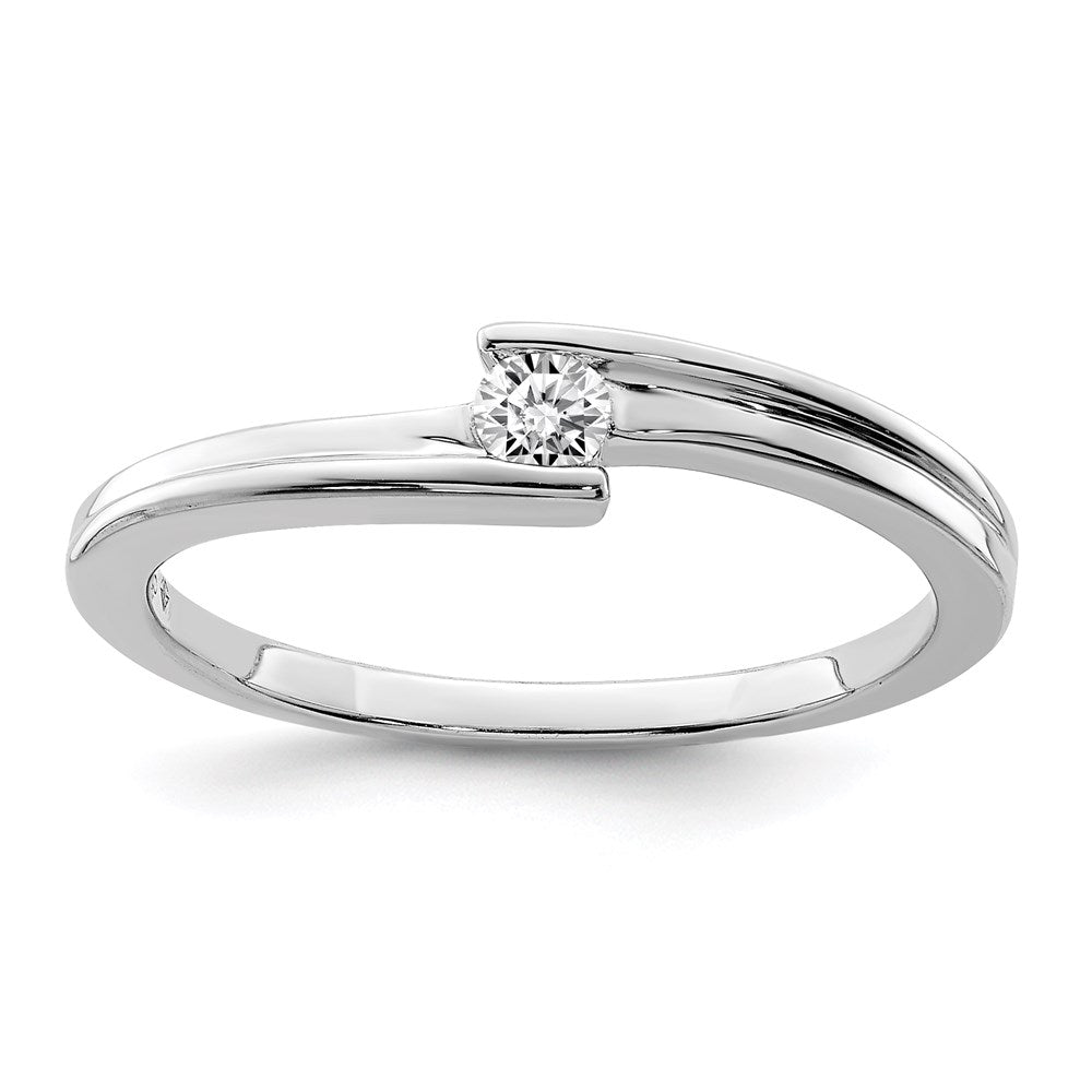 Image of ID 1 Sterling Silver Rhodium Plated Polished Diamond Ring