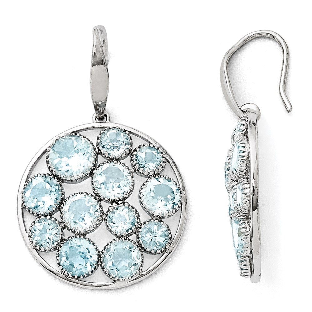 Image of ID 1 Sterling Silver Rhodium Plated Round Blue Topaz Earrings