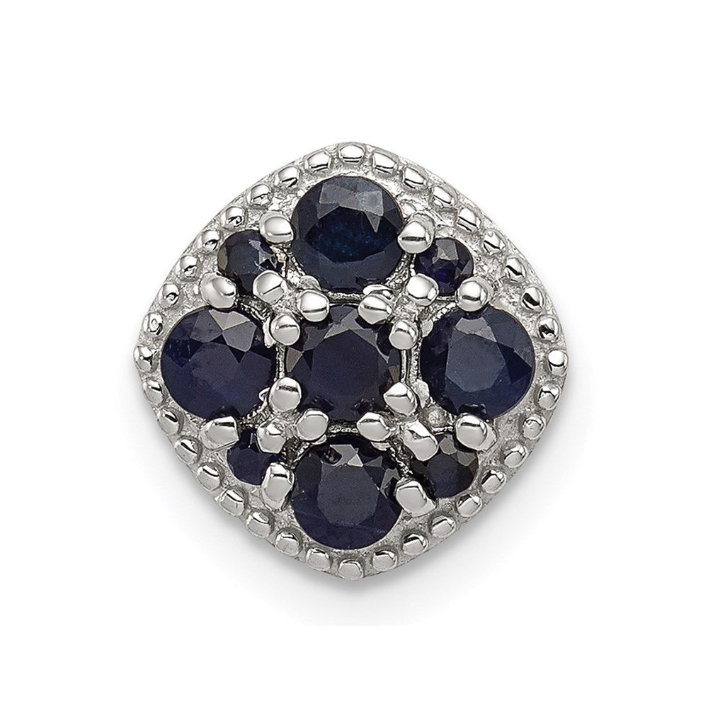 Image of ID 1 Sterling Silver Rhodium Plated Sapphire Square Pendant Slide