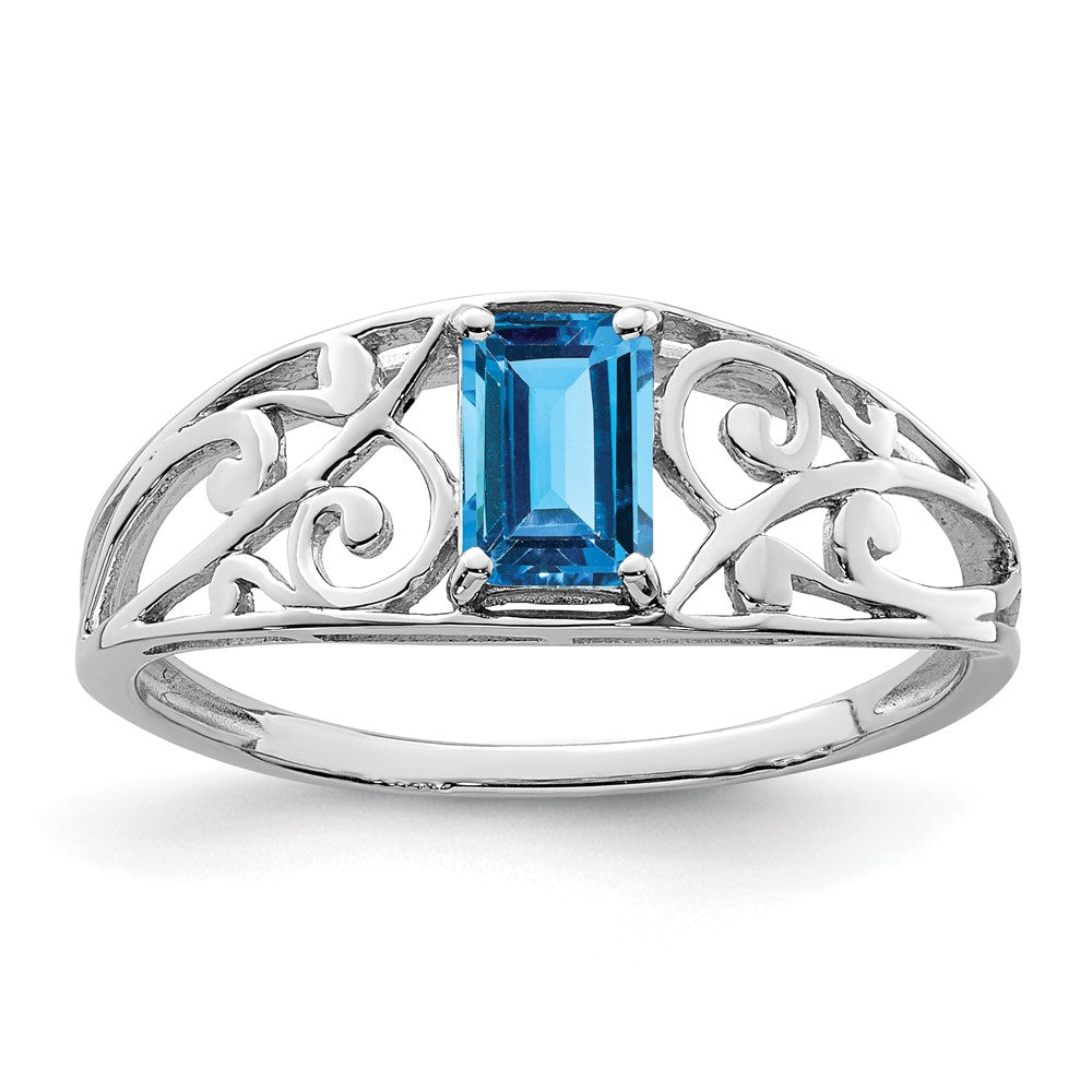 Image of ID 1 Sterling Silver Rhodium Plated Sky Blue Topaz Ring