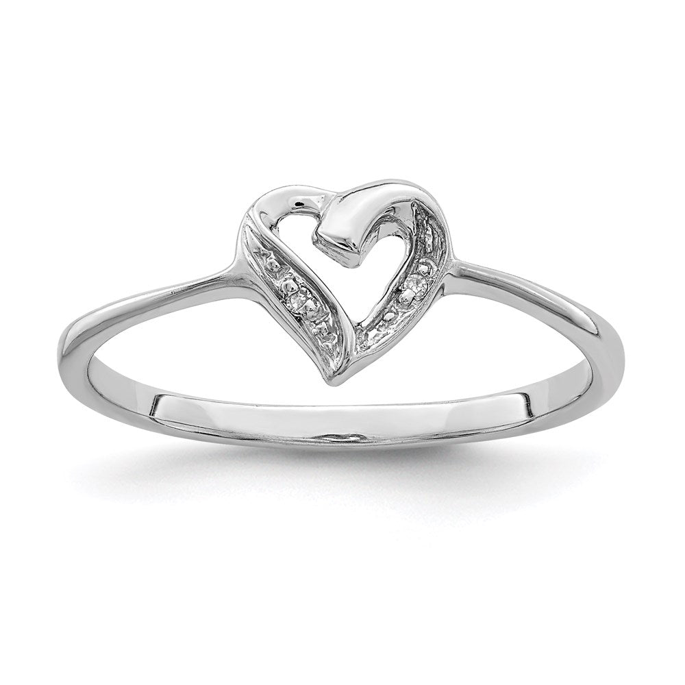 Image of ID 1 Sterling Silver Rhodium Polished Diamond Accent Heart Ring