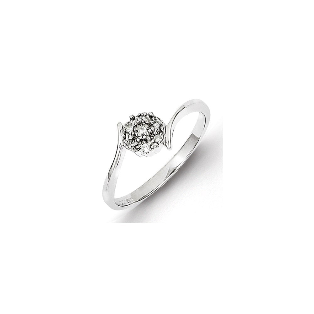 Image of ID 1 Sterling Silver Rhodium Polished Diamond Flower Ring